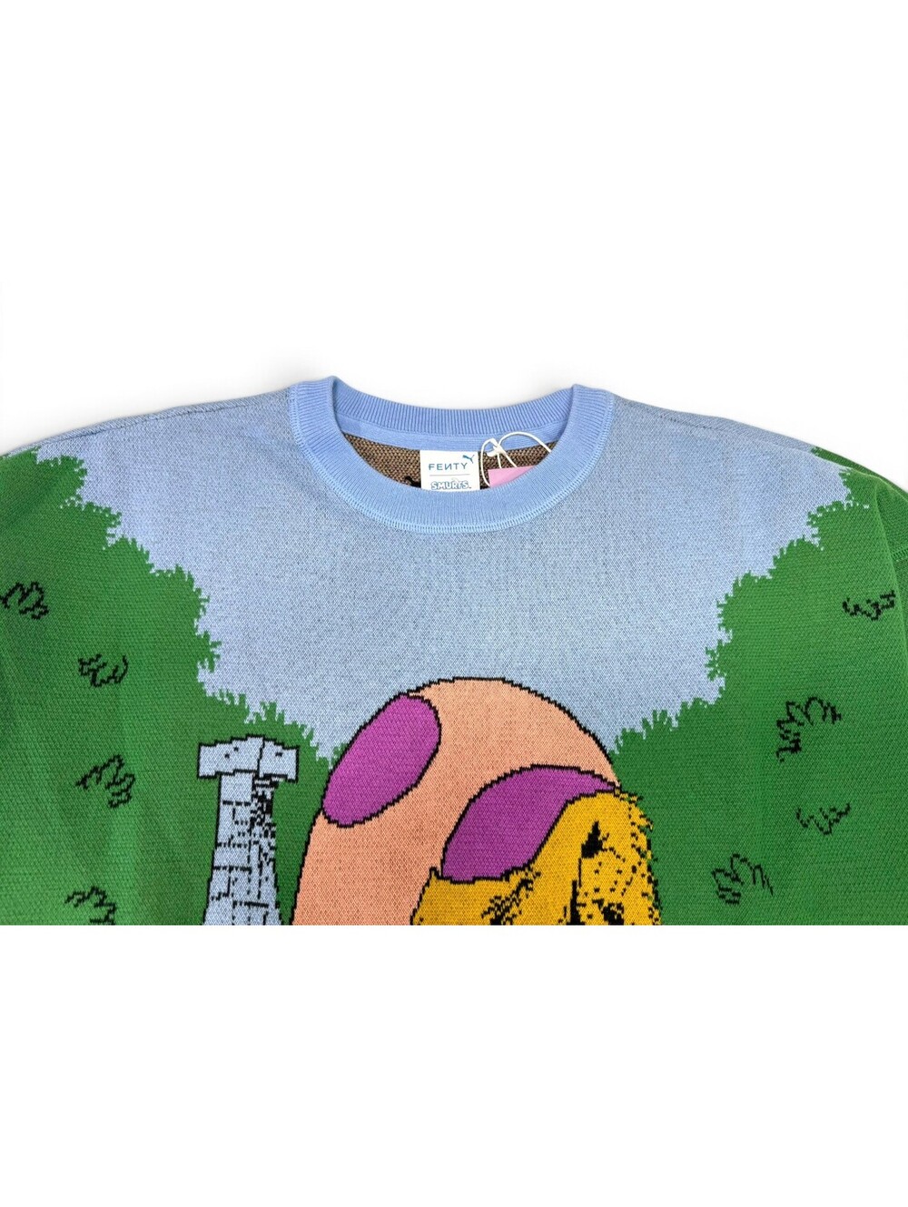 FENTY x PUMA Smurfs Oversized Knit Sweater $190 Rihanna Smurfette Size MEDIUM M - Picture 7 of 9
